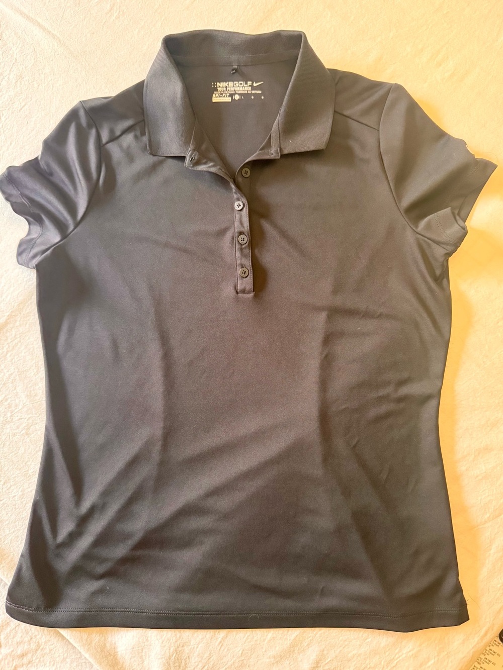 Nike Black Short-Sleeve Golf Polo Button-Down